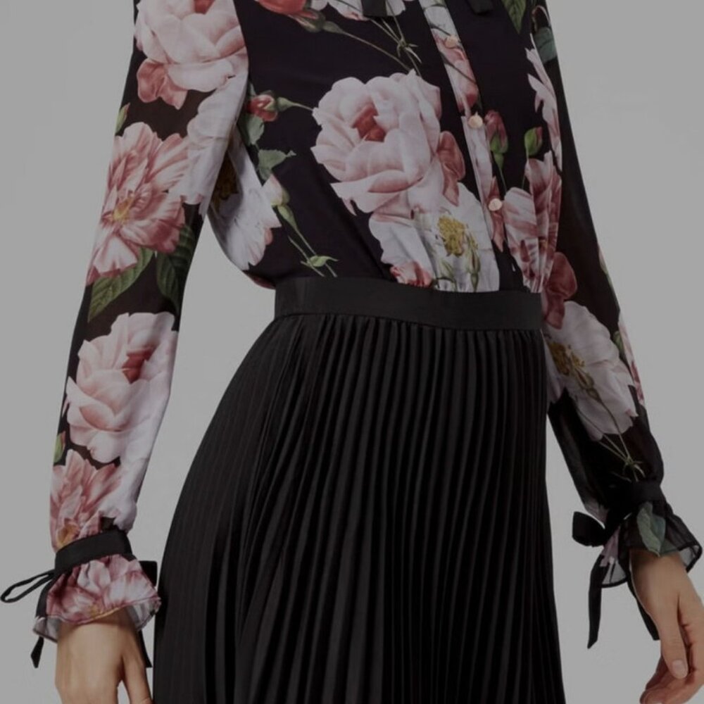 Ted Baker London Black and Floral dress (TB Size 4) - Picture 4 of 8